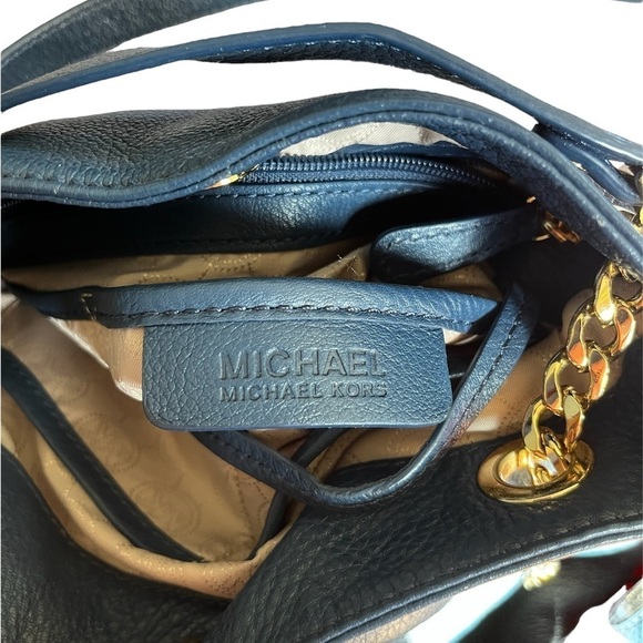 Michael Kors Jet Set Leather Shoulder Bag Navy Blue - Picture 9 of 9